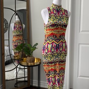 Multi colour bodycon dress size small